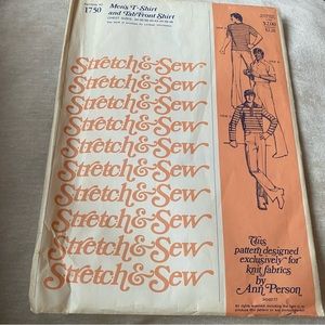 Vintage Stretch & Sew Pattern Mens T Shirt And Tab Front Shirt